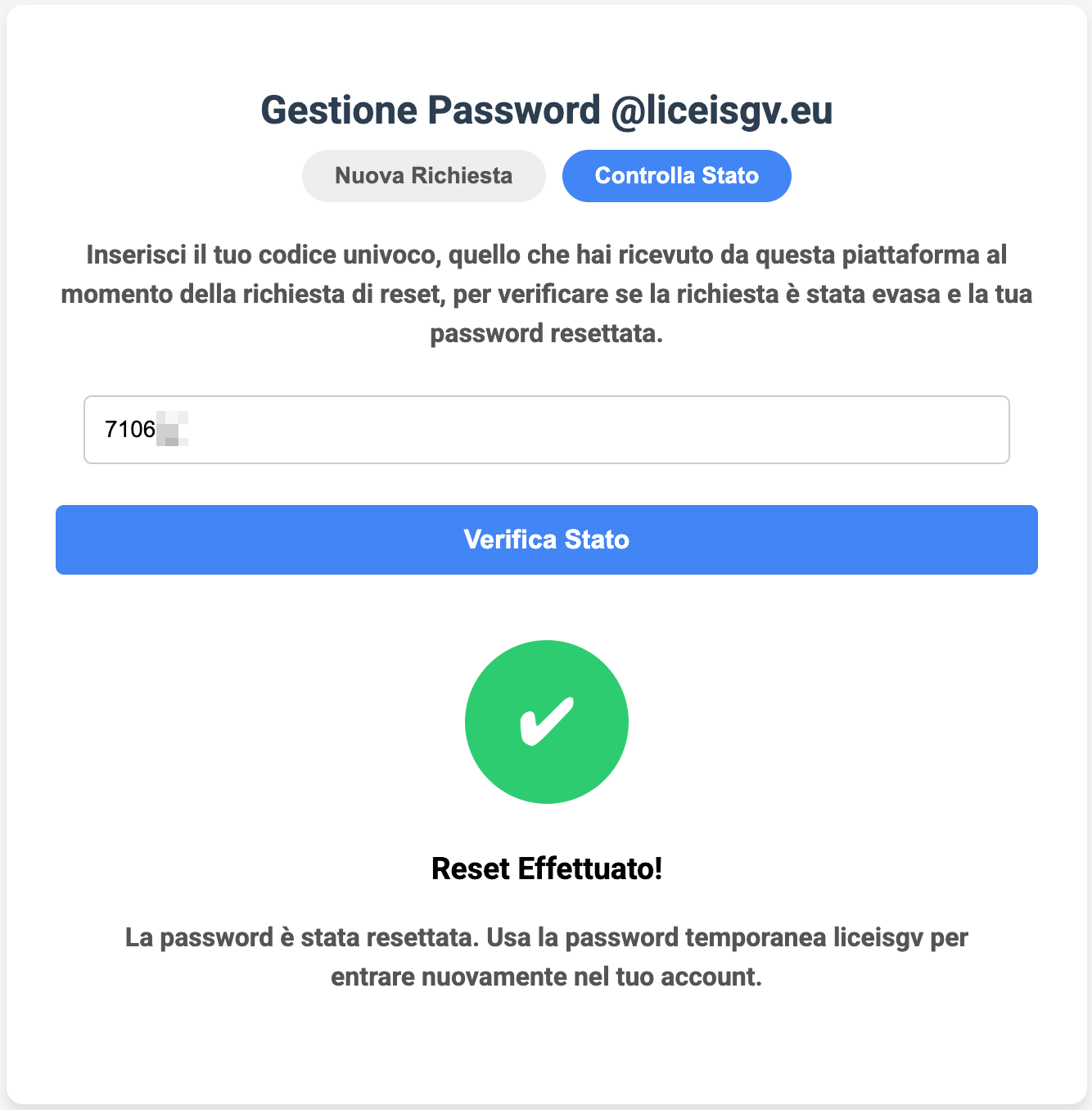 Controllo dello stato del reset con il codice